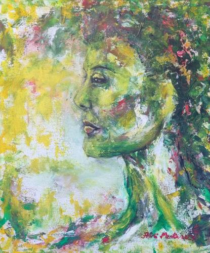 2023 Neiti Kesäheinä Akryyli kankaalle 65cm x 55cm