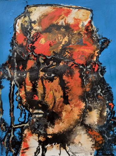 2022 Vanha rockstara Akryyli paperille 45cm x 40cm